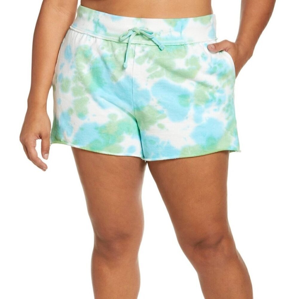 BP by Nordstrom Tie Dye French Terry Organic Cotton Lounge Shorts - 2X
